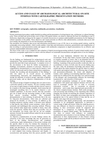 ACCESS AND USAGE OF ARCHAEOLOGICAL-ARCHITECTURAL ON-SITE  FINDINGS WITH CARTOGRAPHIC PRESENTATION
