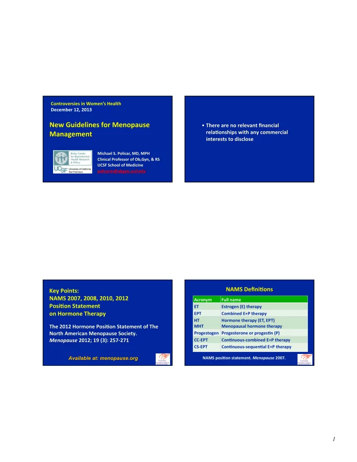 key points nams 2007 2008 2010 2012