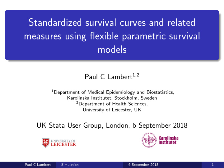 standardized survival curves and related measures using