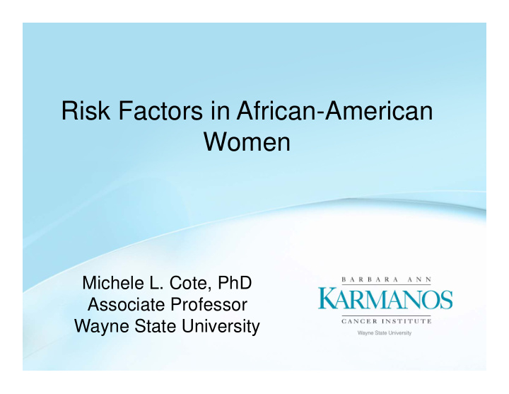 risk factors in african american women