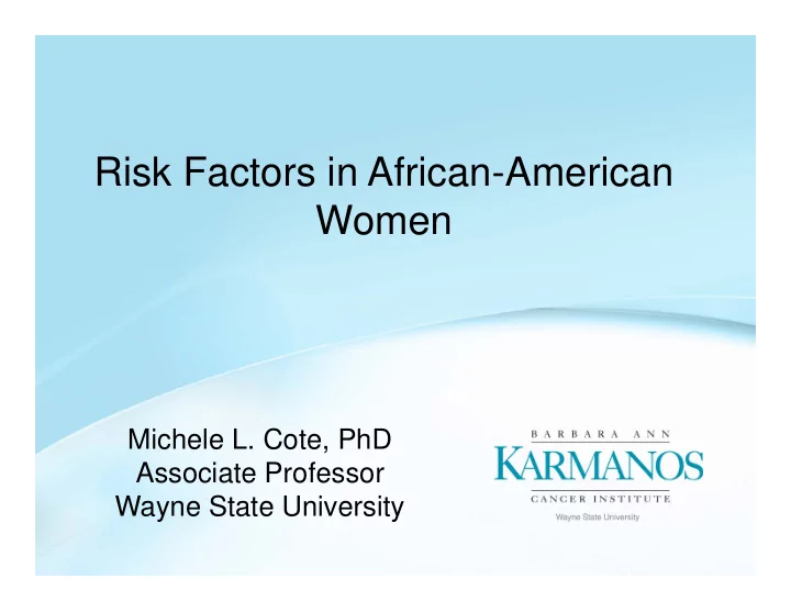 risk factors in african american women