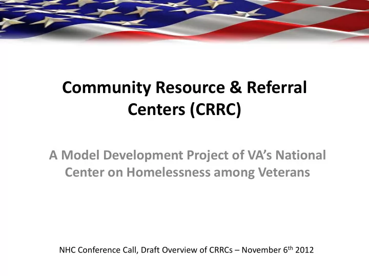 community resource amp referral centers crrc
