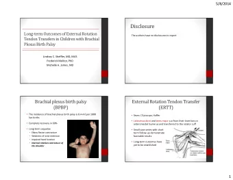 Disclosure  Long-term Outcomes of External Rotation  The authors have no disclosures to report