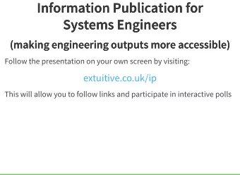 Information Publication for  Information Publication for  Systems Engineers  Systems Engineers