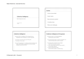 M. Beaudouin-Lafon - Groupware  1  Master Recherche - Universit Paris-Sud  Online communities