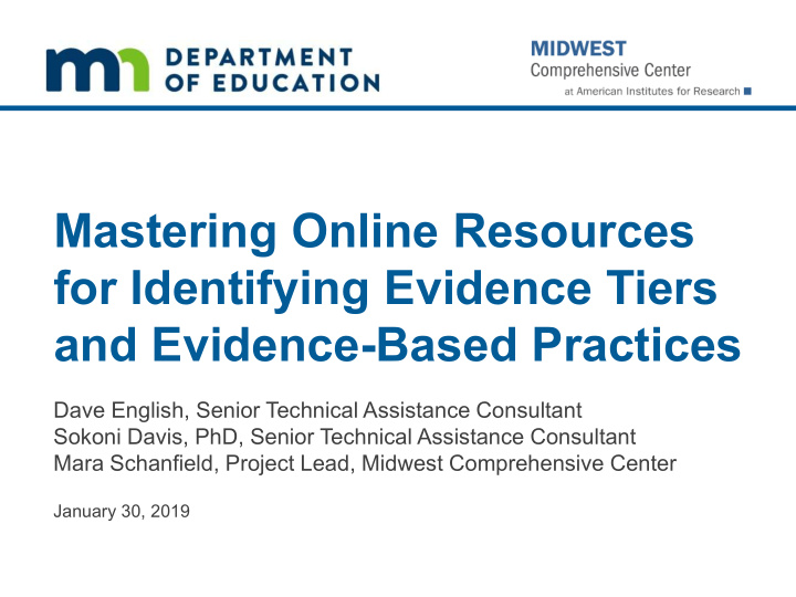mastering online resources for identifying evidence tiers