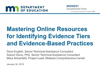 Mastering Online Resources  for Identifying Evidence Tiers  and Evidence-Based Practices  Dave