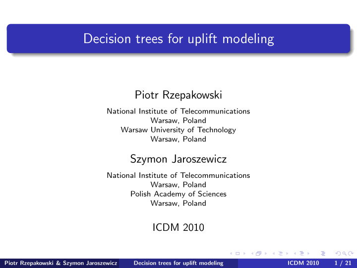 decision trees for uplift modeling