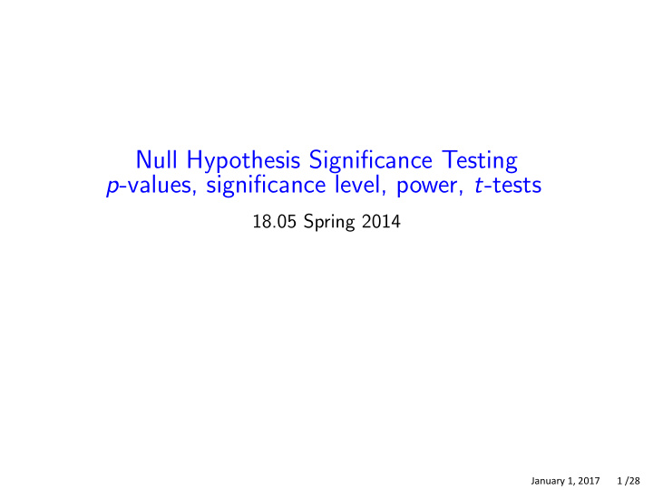 null hypothesis significance testing p values
