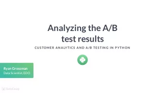 Analyzing the A/B  test results  CUS TOMER AN ALYTICS  AN D A/B TES TIN G IN  P YTH ON  Ryan