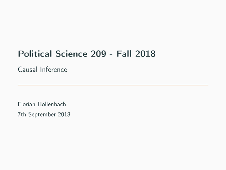 political science 209 fall 2018