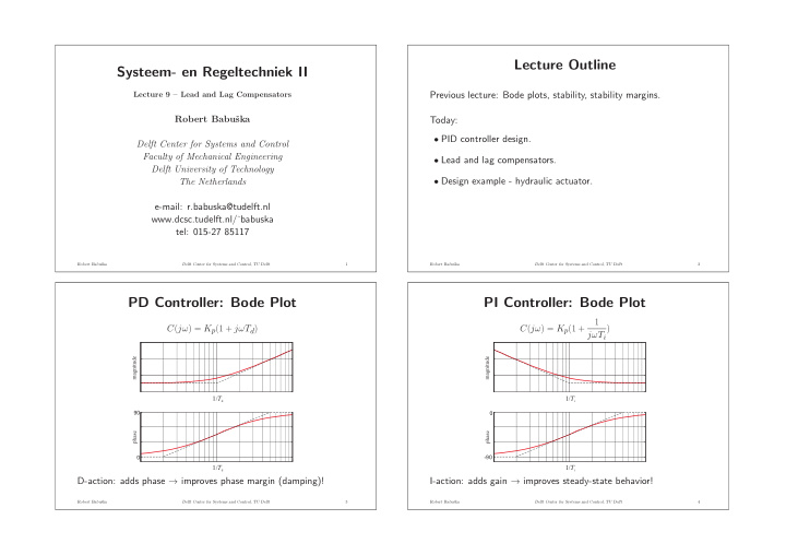 lecture outline systeem en regeltechniek ii