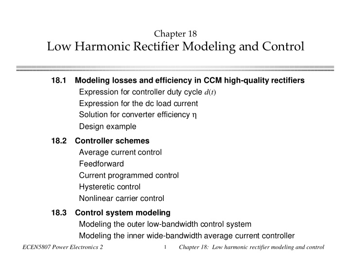low harmonic rectifier modeling and control
