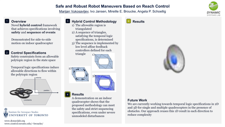 safe and robust robot maneuvers based on reach control