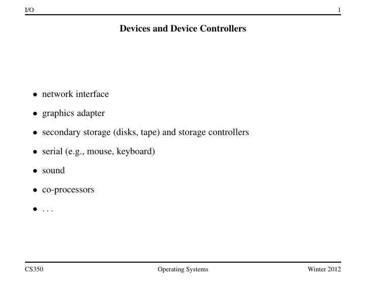 devices and device controllers network interface graphics