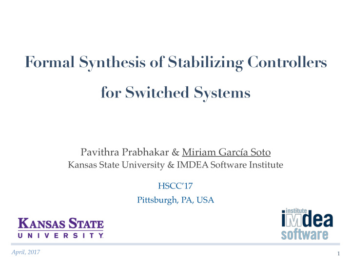 formal synthesis of stabilizing controllers for switched