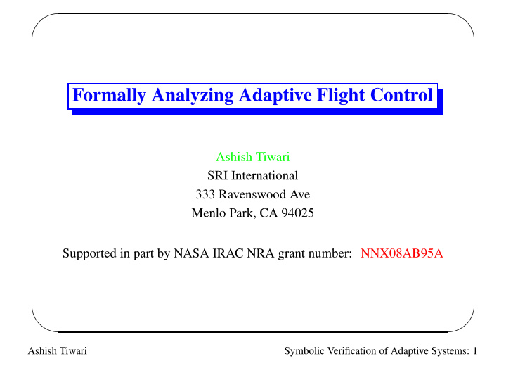 formally analyzing adaptive flight control