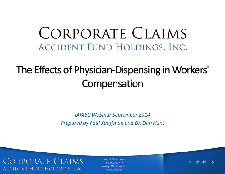 the effects of physician dispensing in workers