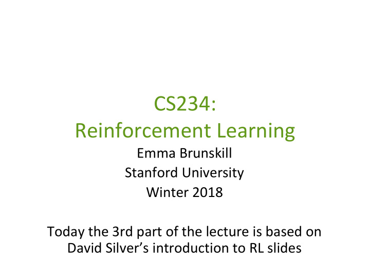 cs234 reinforcement learning
