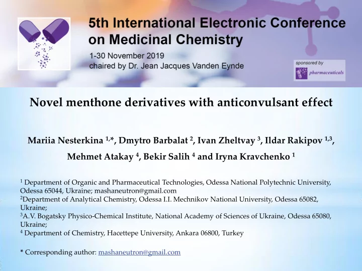 novel menthone derivatives with anticonvulsant effect