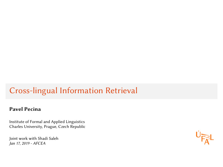 cross lingual information retrieval
