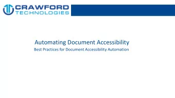 Automating Document Accessibility  Best Practices for Document Accessibility Automation  About