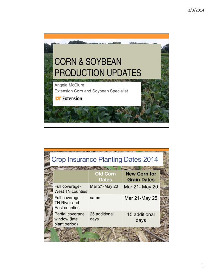 corn soybean production updates
