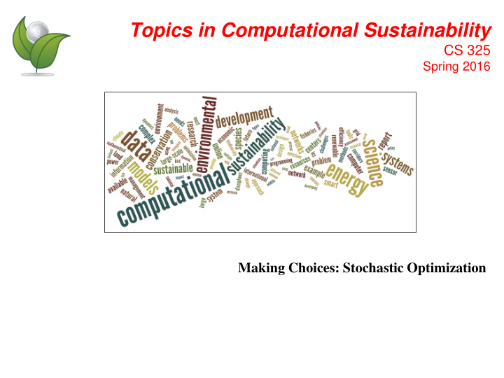 topics in computational sustainability