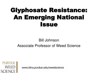 An  An Emerging  Emerging National  National  Issue  Issue  Bill Johnson  Associate Professor of