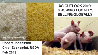 AG OUTLOOK 2019:  GROWING LOCALLY,  SELLING GLOBALLY  http://www.goldenrice.org/  Robert Johansson