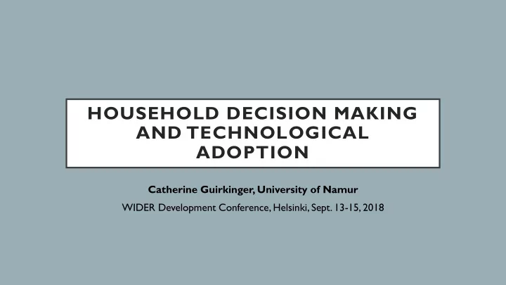 household decision making