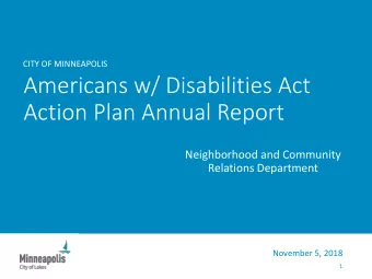 Americans w/ Disabilities Act  Action Plan Annual Report  Neighborhood and Community  Relations
