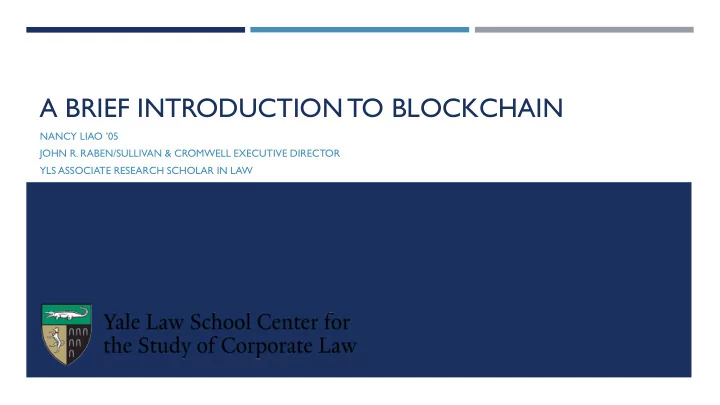 a brief introduction to blockchain