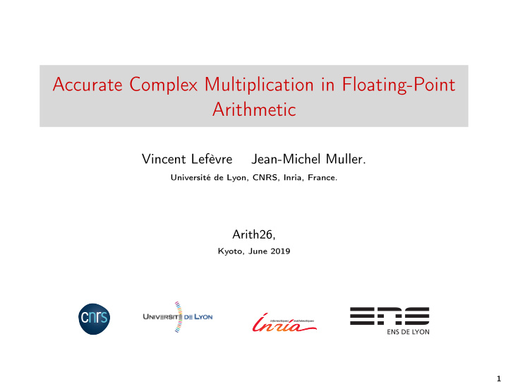 accurate complex multiplication in floating point