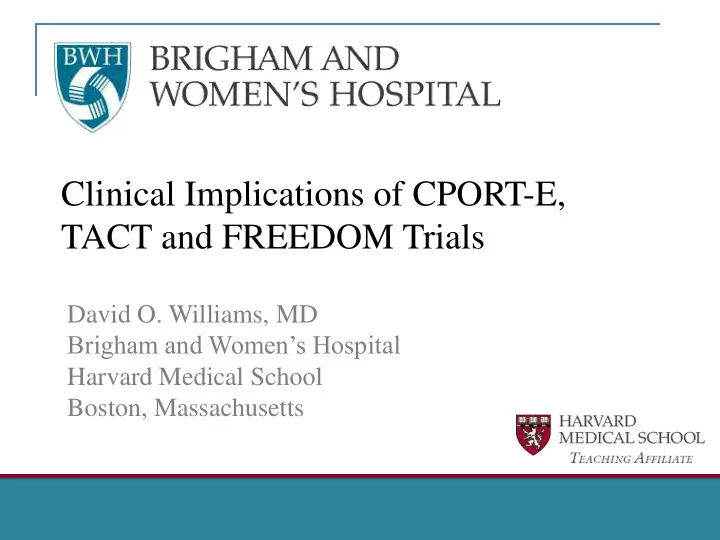 clinical implications of cport e