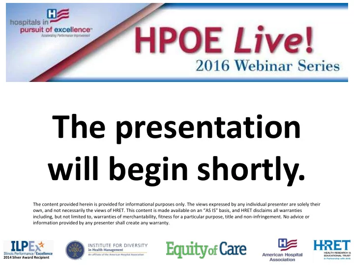 the presentation will begin shortly