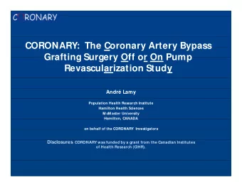 CORONARY:  The Coronary Artery Bypass  Grafting Surgery Off or On Pump  Revascularization Study