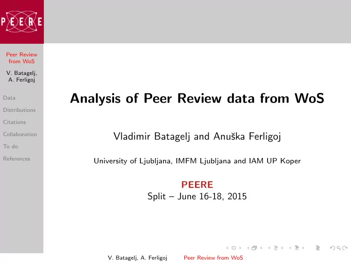 analysis of peer review data from wos