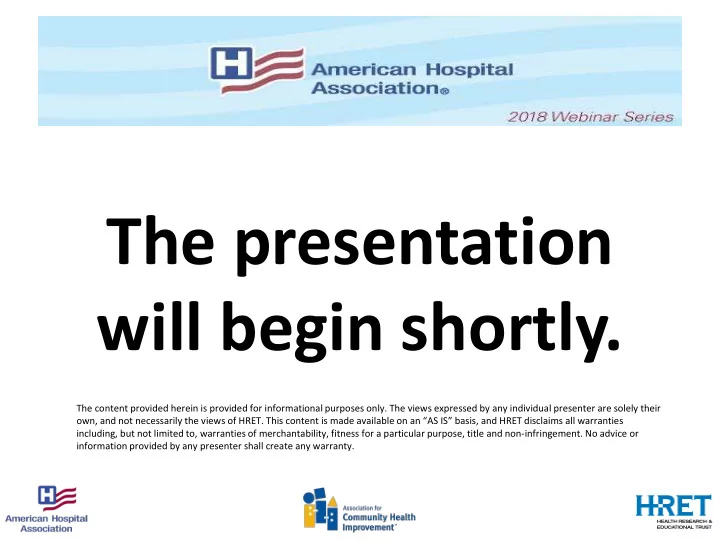 the presentation will begin shortly