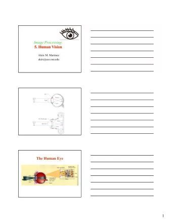 Image Processing :  5. Human Vision  Aleix M. Martinez  aleix@ece.osu.edu  The Human Eye  1  2