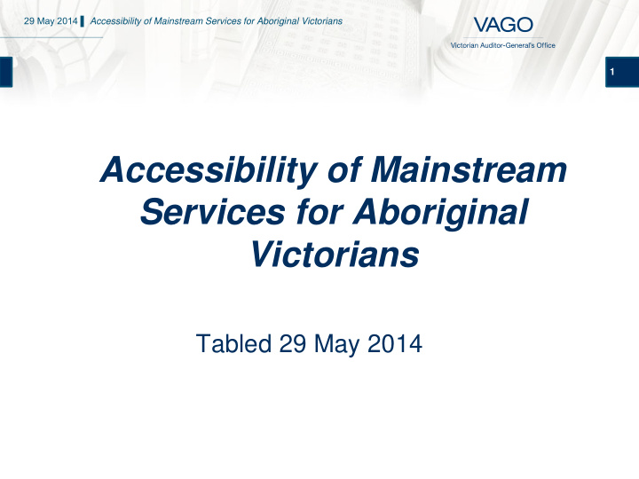 accessibility of mainstream services for aboriginal