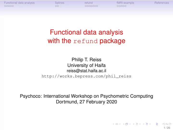 functional data analysis with the refund package