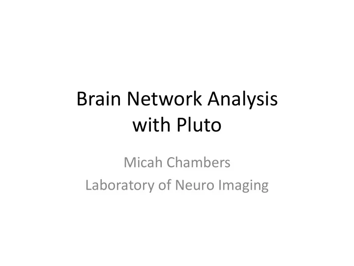 brain network analysis with pluto