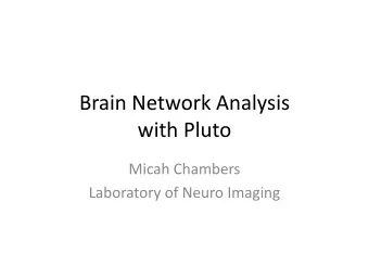 Brain Network Analysis  with Pluto  Micah Chambers  Laboratory of Neuro Imaging  Graph Theory and