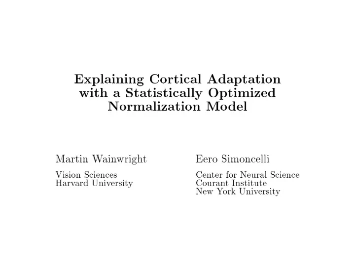 explaining cortical adaptation with a statistically