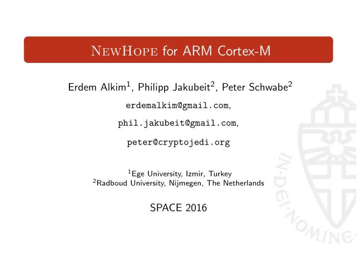 newhope for arm cortex m