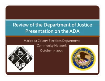 Review of the Department of Justice Review of the Department of Justice Review of the Department of