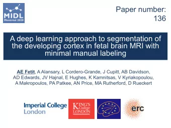 Paper number:  136  A deep learning approach to segmentation of  the developing cortex in fetal