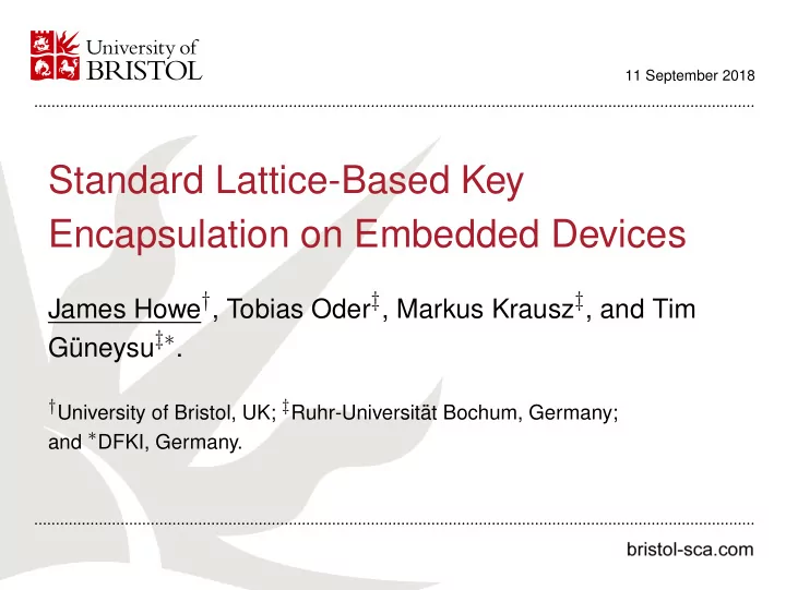 standard lattice based key encapsulation on embedded