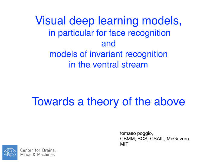 visual deep learning models